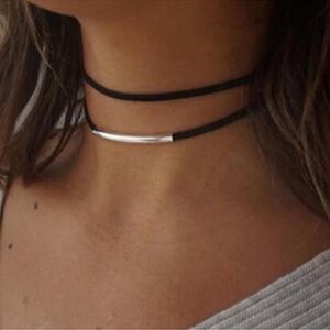 New! Silver Tube Choker Necklace